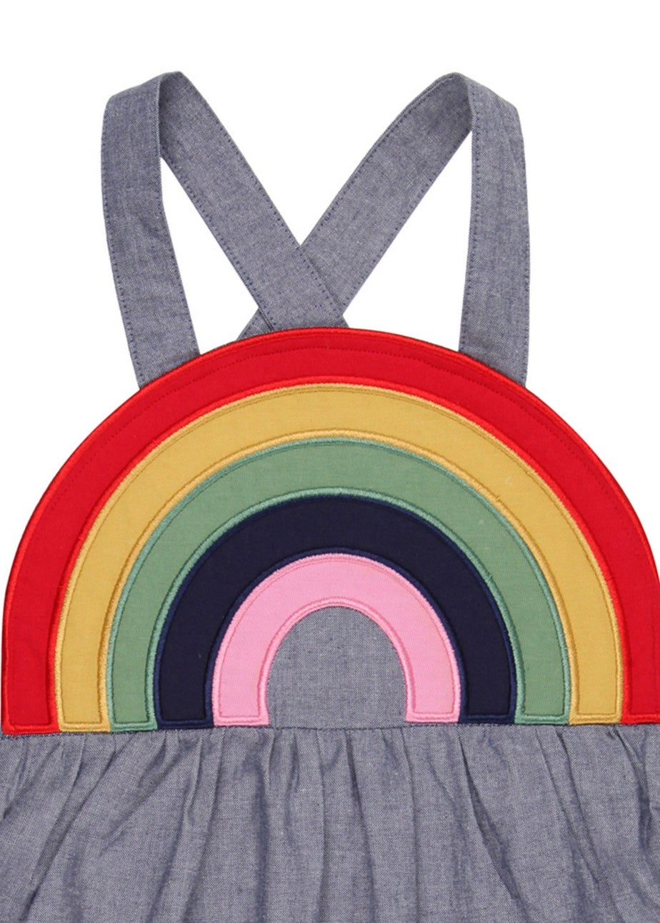 Lilly & Sid Organic Cotton Multicolour Rainbow Stripe Print Dress (0-4 Years)