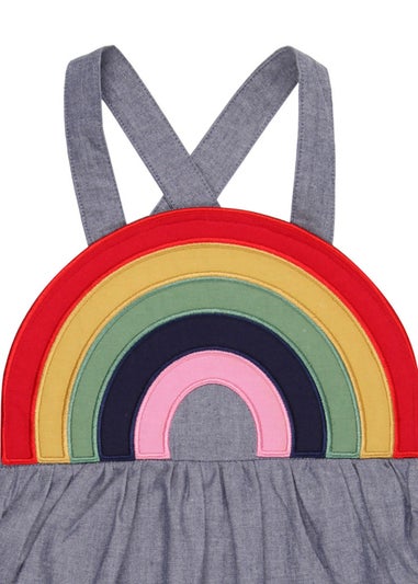 Lilly & Sid Organic Cotton Multicolour Rainbow Stripe Print Dress (0-4 Years)