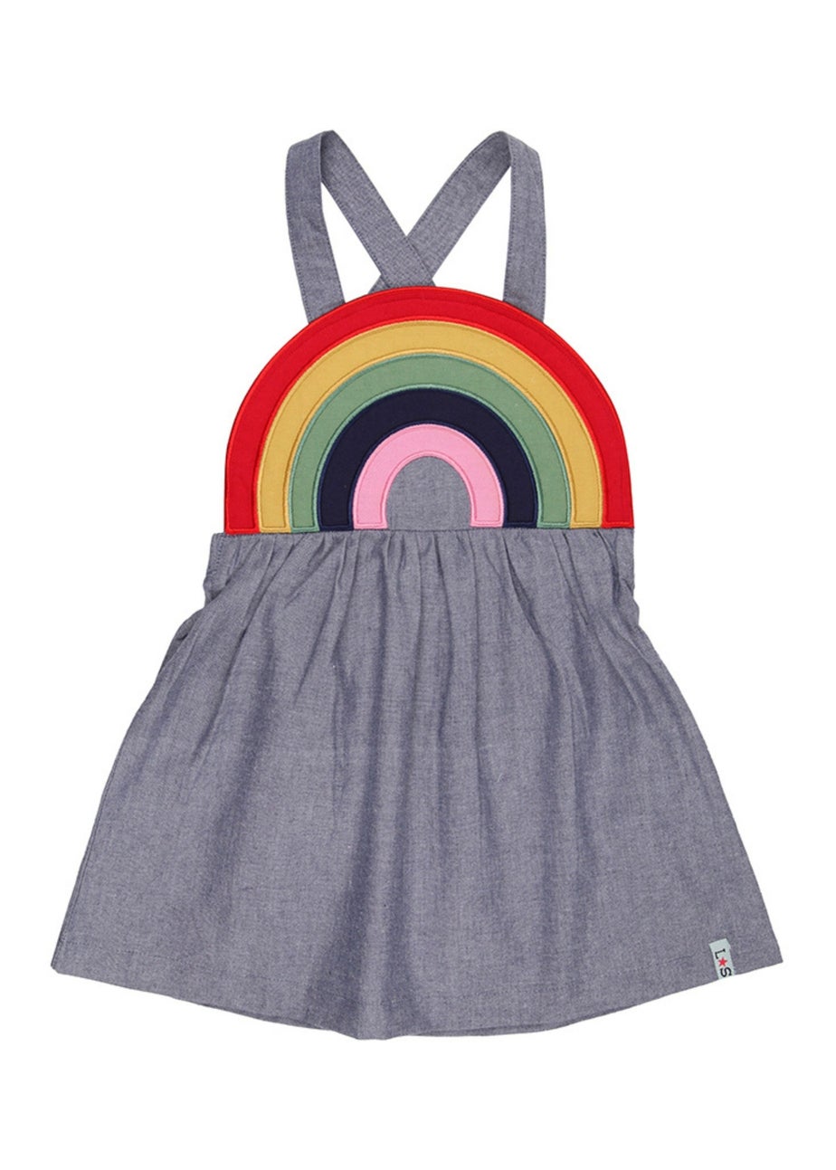 Lilly & Sid Organic Cotton Multicolour Rainbow Stripe Print Dress (0-4 Years)