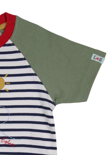 Lilly & Sid Organic Cotton Multicoloured Sid On Plane Applique Top (0-8 Years)