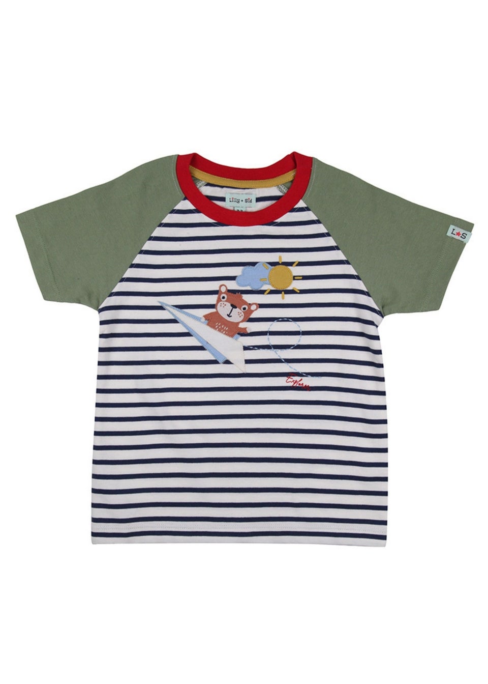 Lilly & Sid Organic Cotton Multicoloured Sid On Plane Applique Top (0-8 Years)