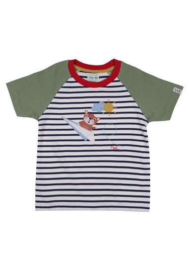 Lilly & Sid Organic Cotton Multicoloured Sid On Plane Applique Top (0-8 Years)