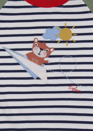 Lilly & Sid Organic Cotton Multicoloured Sid On Plane Applique Top (0-8 Years)
