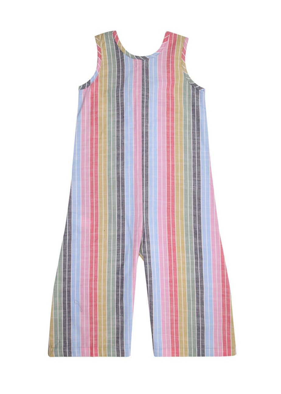 Lilly & Sid Organic Cotton Multicoloured Rainbow Stripe Print Jumpsuit (24 Months- 8 Years)