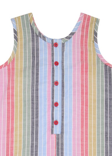 Lilly & Sid Organic Cotton Multicoloured Rainbow Stripe Print Jumpsuit (24 Months- 8 Years)