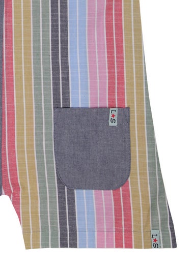 Lilly & Sid Organic Cotton Multicoloured Rainbow Stripe Print Playsuit (0-8 Years)