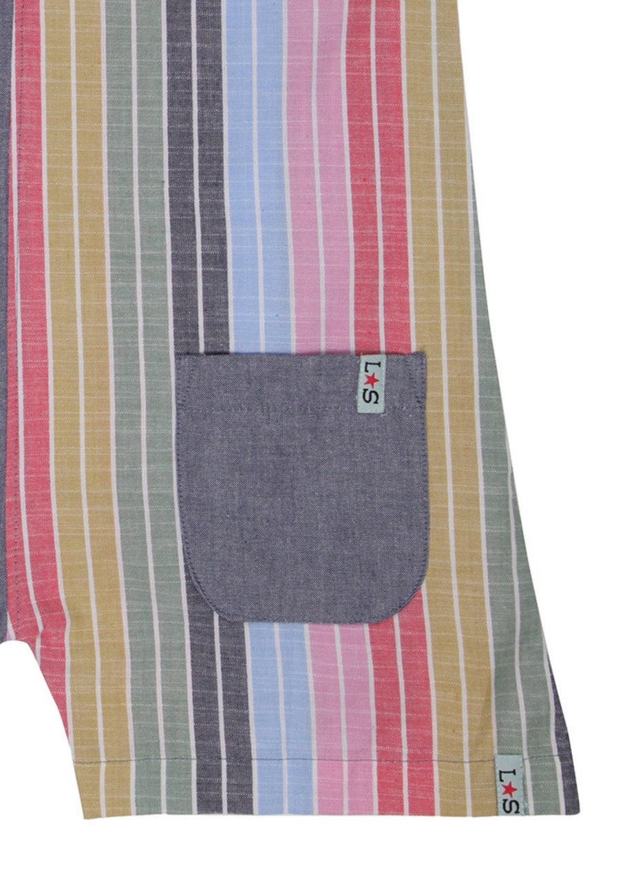 Lilly & Sid Organic Cotton Multicoloured Rainbow Stripe Print Playsuit (0-8 Years)