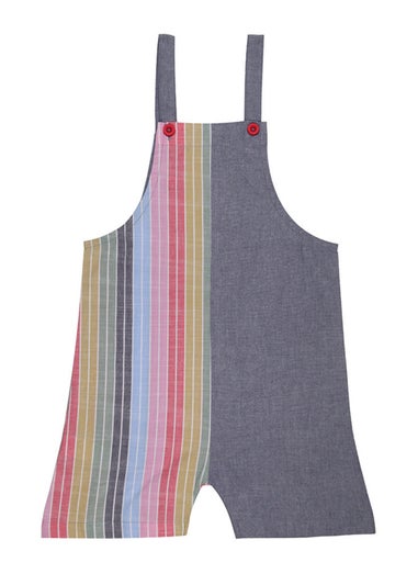 Lilly & Sid Organic Cotton Multicoloured Rainbow Stripe Print Playsuit (0-8 Years)