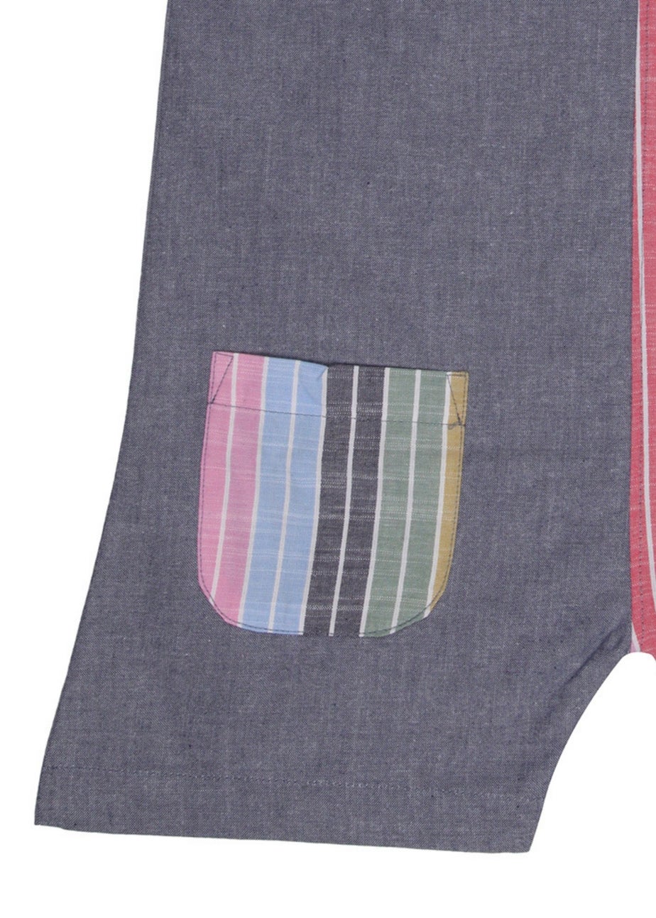 Lilly & Sid Organic Cotton Multicoloured Rainbow Stripe Print Playsuit (0-8 Years)