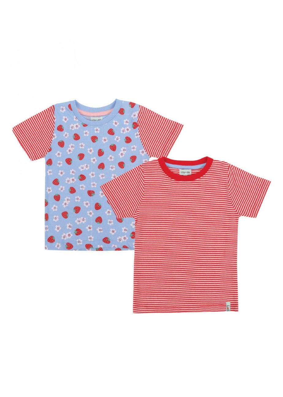Lilly & Sid Multicoloured Strawberry & Stripe Print Top 2 pack (0-8 Years)