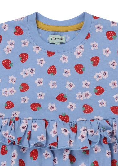 Lilly & Sid Organic Cotton Blue Strawberry Print Dress (0-8 Years)