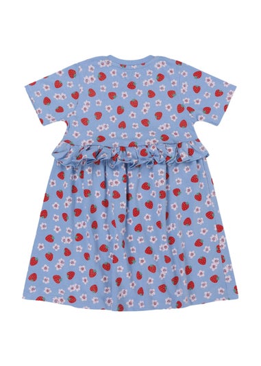 Lilly & Sid Organic Cotton Blue Strawberry Print Dress (0-8 Years)
