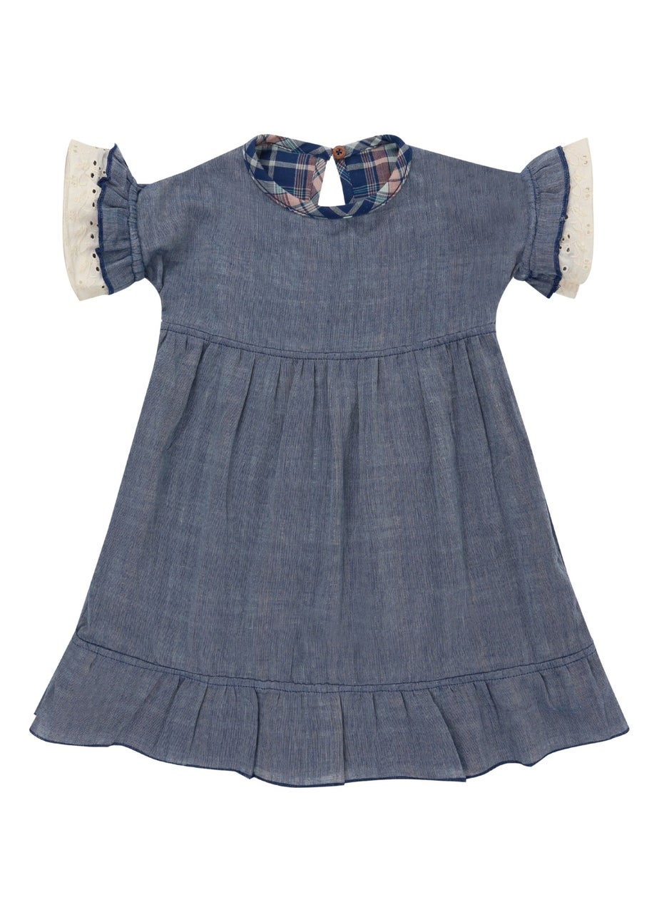 Lilly & Sid Organic Cotton Navy Check Print Dress (0-8 Years)