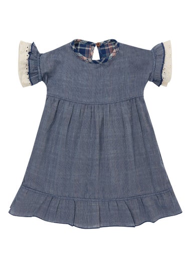 Lilly & Sid Organic Cotton Navy Check Print Dress (0-8 Years)