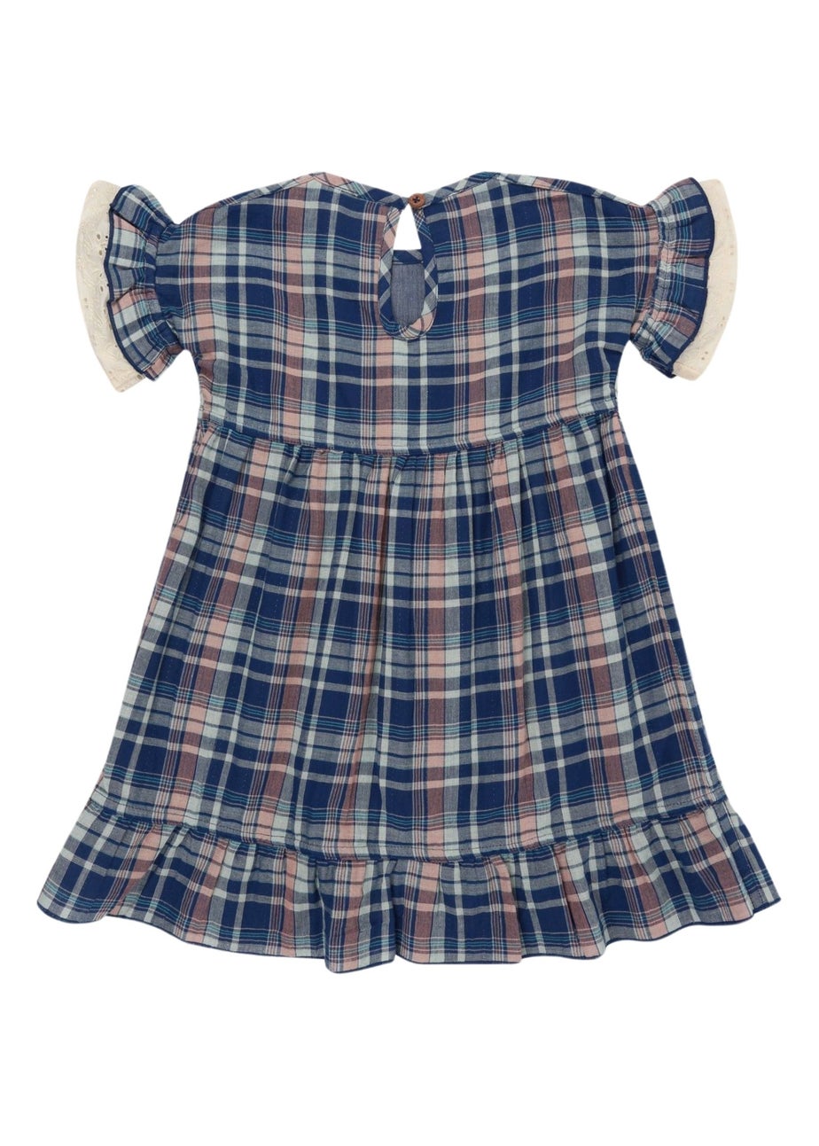 Lilly & Sid Organic Cotton Navy Check Print Dress (0-8 Years)