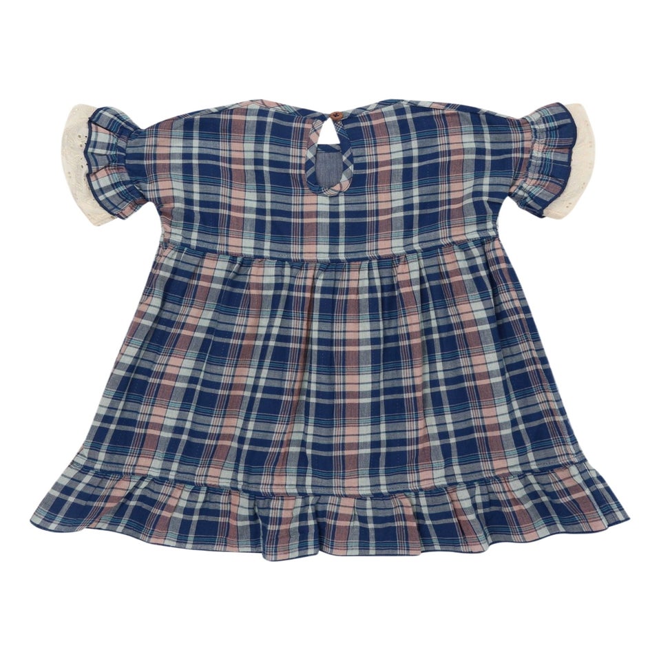 Lilly & Sid Organic Cotton Navy Check Print Dress (0-8 Years)
