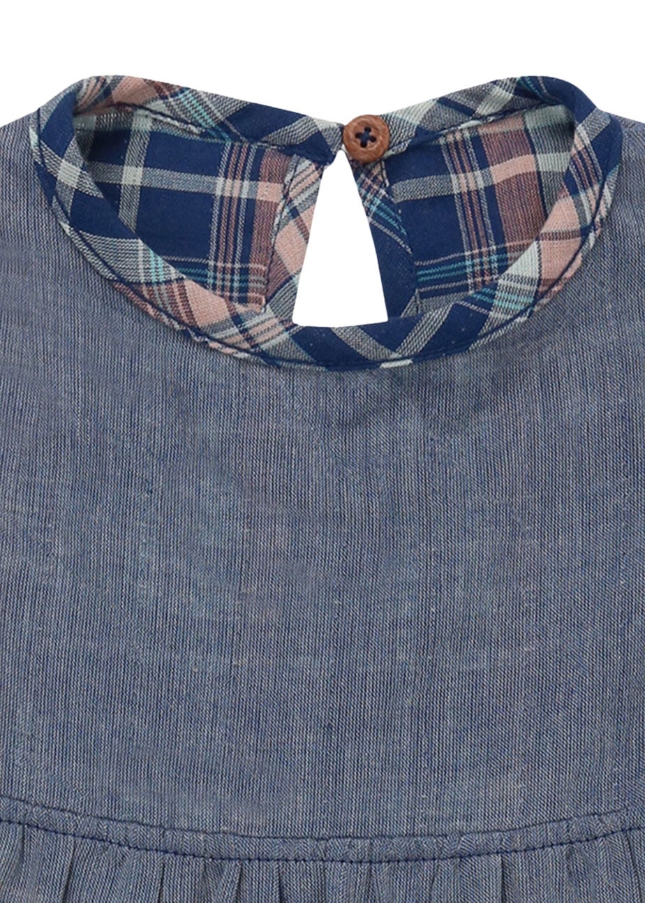 Lilly & Sid Organic Cotton Navy Check Print Dress (0-8 Years)