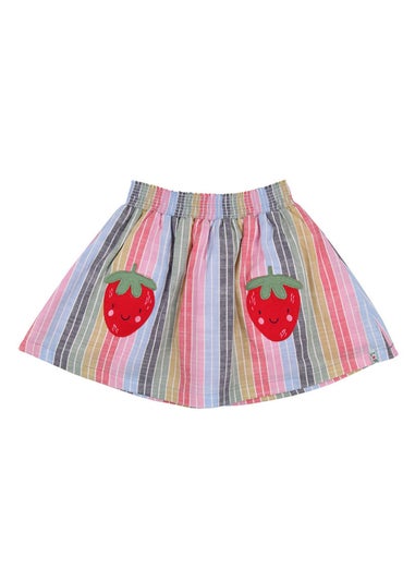 Lilly & Sid Organic Cotton Multicoloured Rainbow Stripe Print Skirt (24 Months- 8 Years)