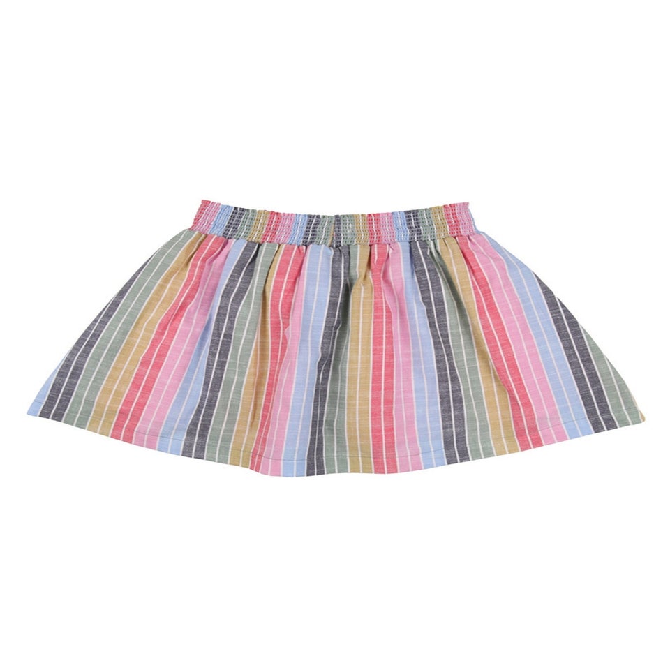 Lilly & Sid Organic Cotton Multicoloured Rainbow Stripe Print Skirt (24 Months- 8 Years)
