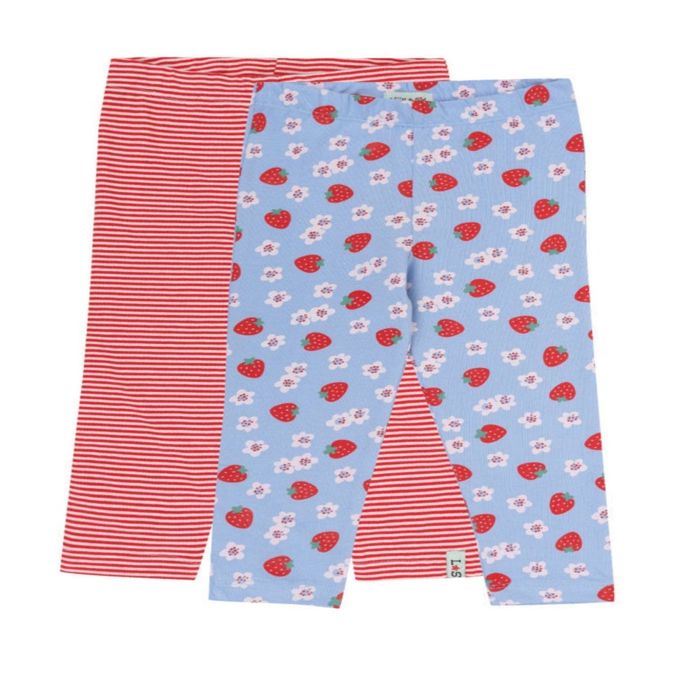 Lilly & Sid Multicoloured Strawberry & Stripe Print Leggings 2 pack (0-8 Years)