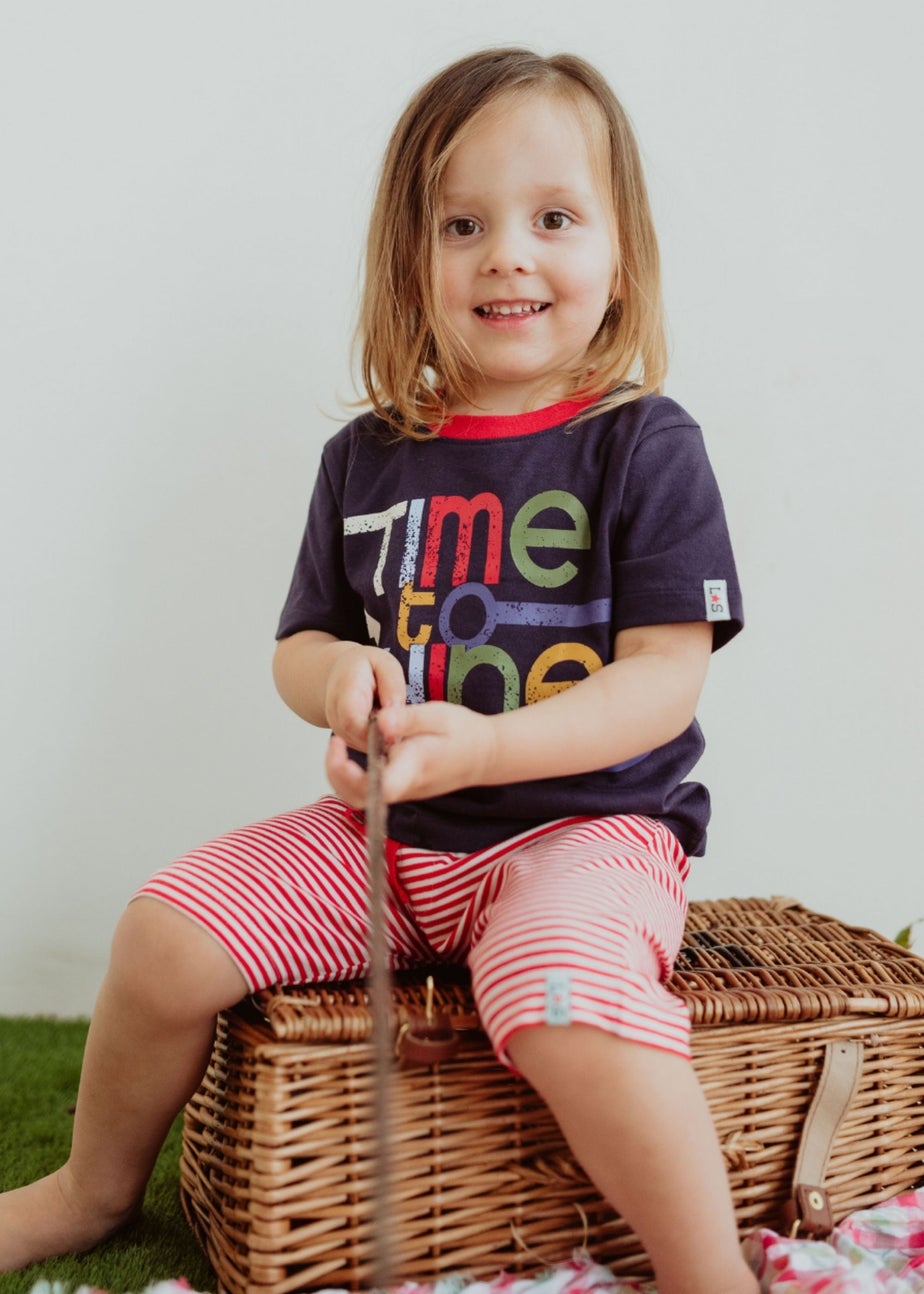 Lilly & Sid Organic Cotton Navy Time To Shine Slogan Print Top (0-8 Years)