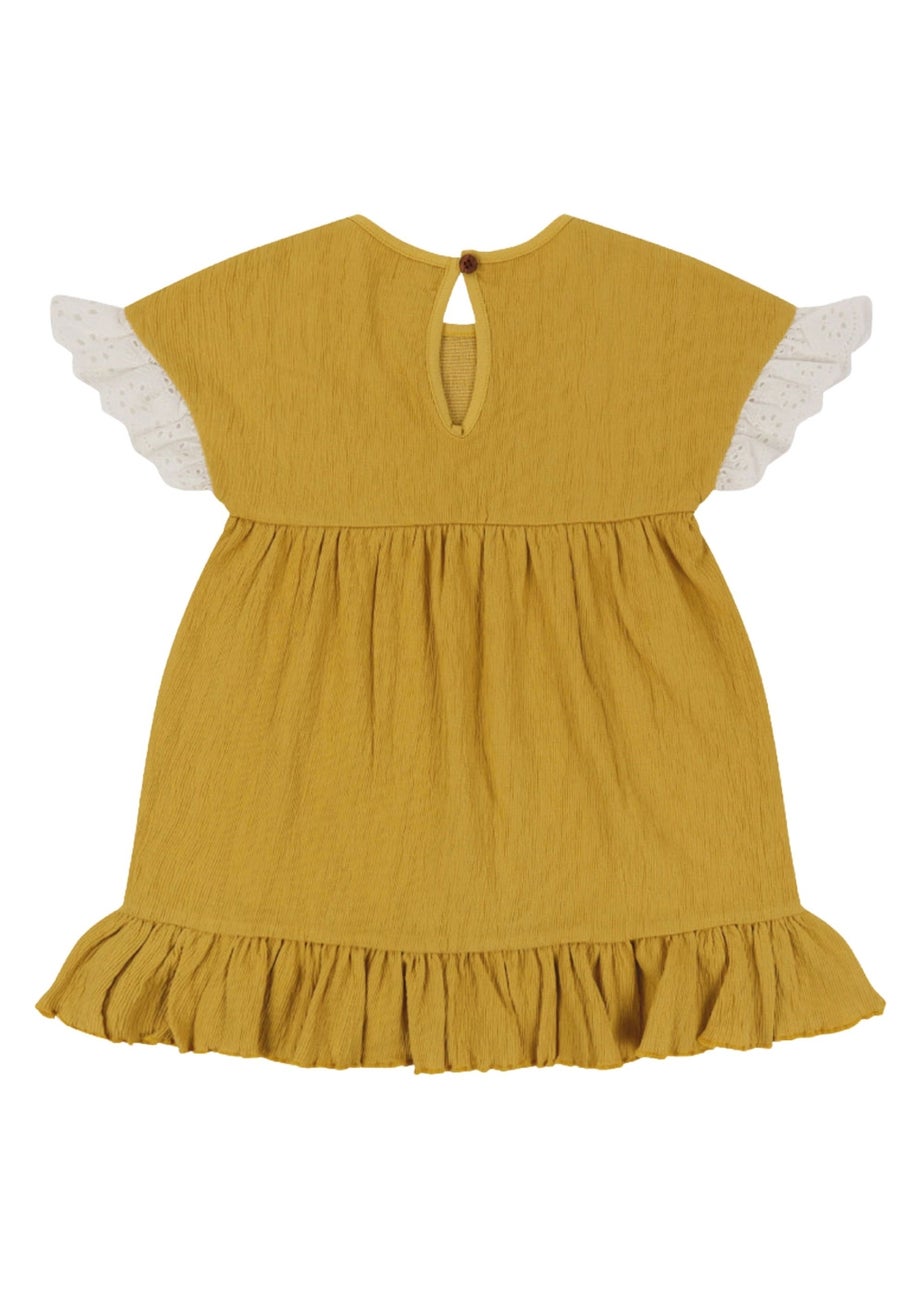 Lilly & Sid Organic Cotton Yellow Floral Applique Dress (0-8 Years)