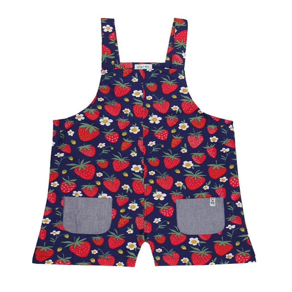 Lilly & Sid Organic Cotton Red Strawberry Print Dungarees (0-8 Years)