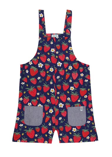 Lilly & Sid Organic Cotton Red Strawberry Print Dungarees (0-8 Years)