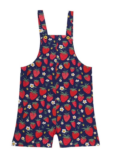 Lilly & Sid Organic Cotton Red Strawberry Print Dungarees (0-8 Years)