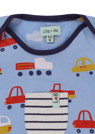 Lilly & Sid Multicoloured Car Print Top & Romper Set (0- 24 Months)