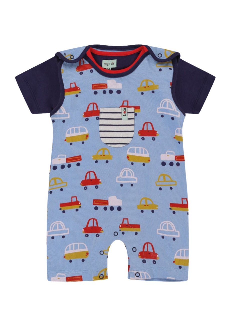 Lilly & Sid Multicoloured Car Print Top & Romper Set (0- 24 Months)