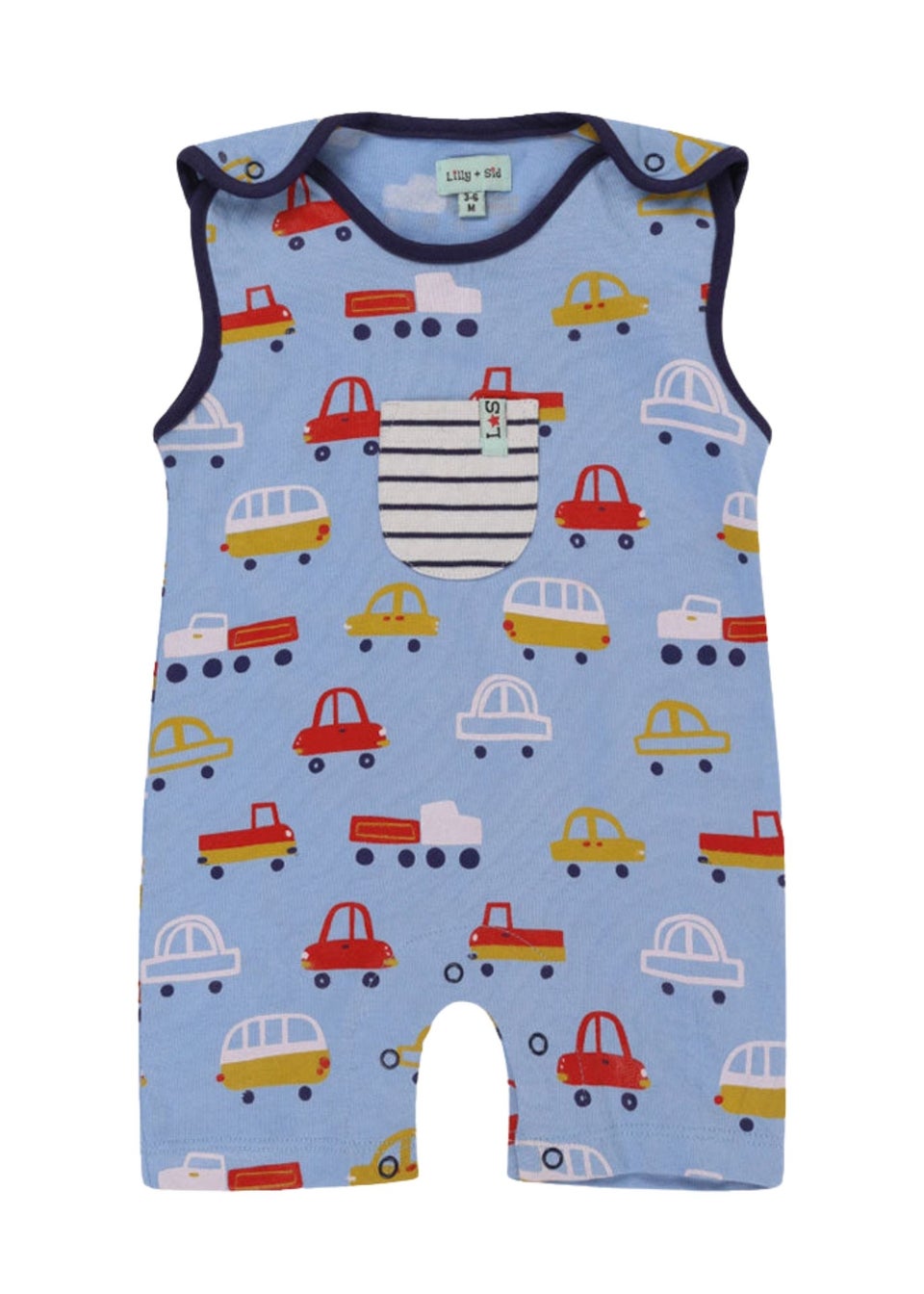 Lilly & Sid Multicoloured Car Print Top & Romper Set (0- 24 Months)