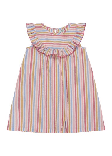 Lilly & Sid Organic Cotton Multicoloured Candy Stripe Print Dress (3-8 Years)