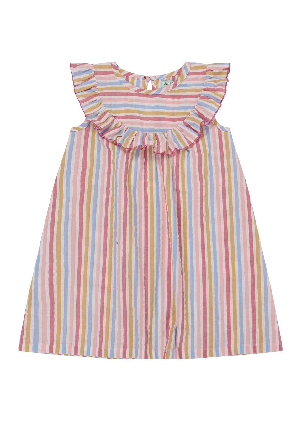 Lilly & Sid Organic Cotton Multicoloured Candy Stripe Print Dress (3-8 Years)
