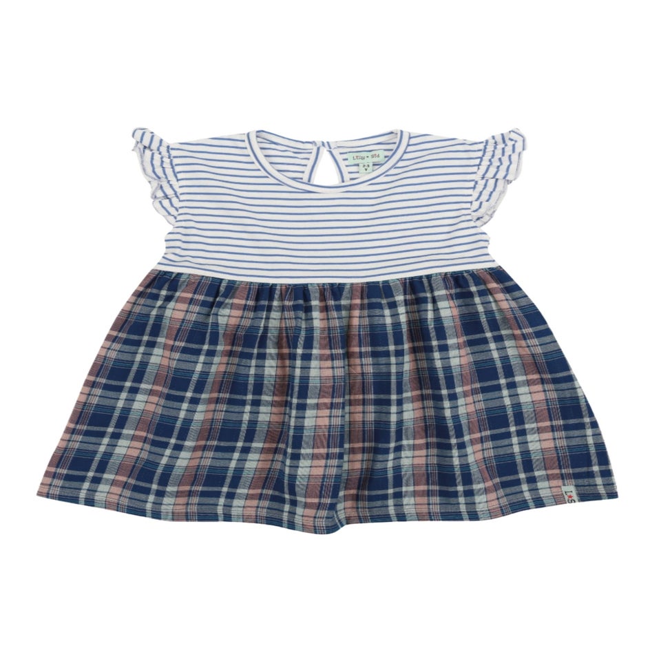 Lilly & Sid Navy Check & Stripe Dress (0-8 Years)