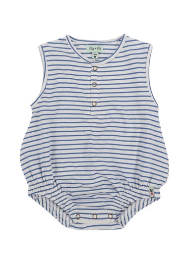 Lilly & Sid Organic Cotton Blue Stripe Print Romper (0-12 Months)