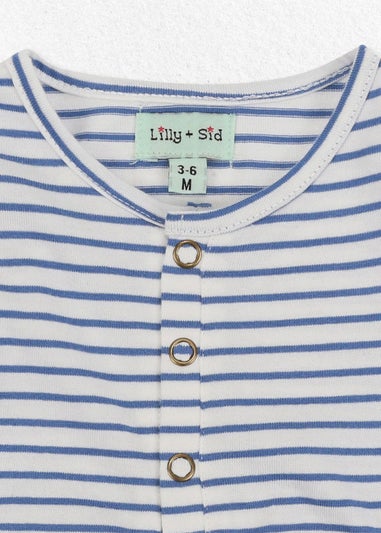 Lilly & Sid Organic Cotton Blue Stripe Print Romper (0-12 Months)