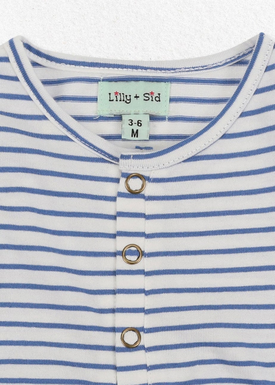 Lilly & Sid Organic Cotton Blue Stripe Print Romper (0-12 Months)
