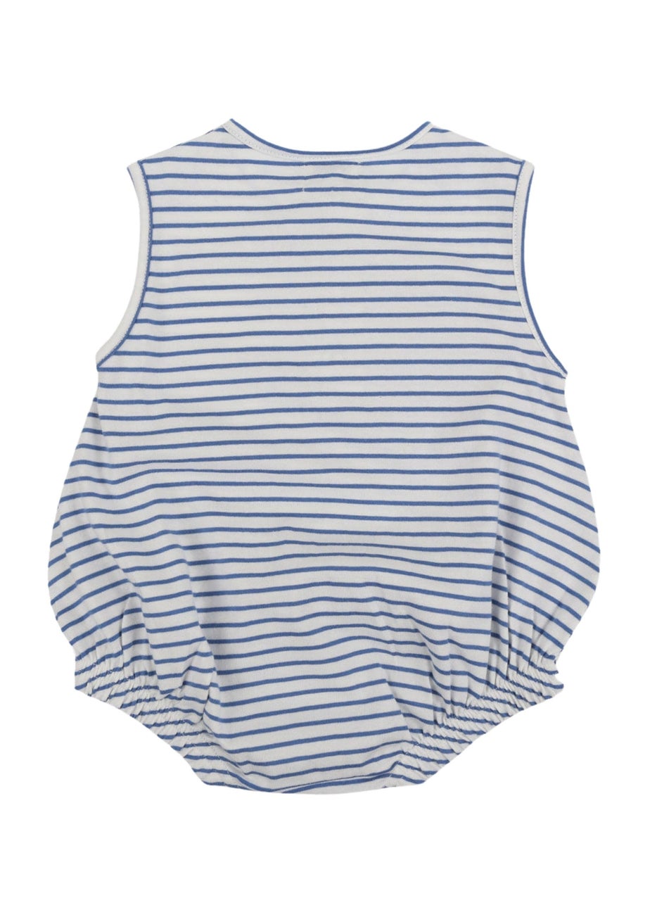 Lilly & Sid Organic Cotton Blue Stripe Print Romper (0-12 Months)