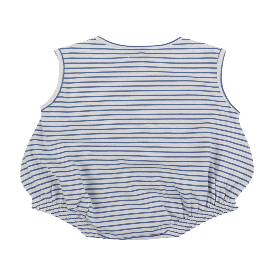 Lilly & Sid Organic Cotton Blue Stripe Print Romper (0-12 Months)