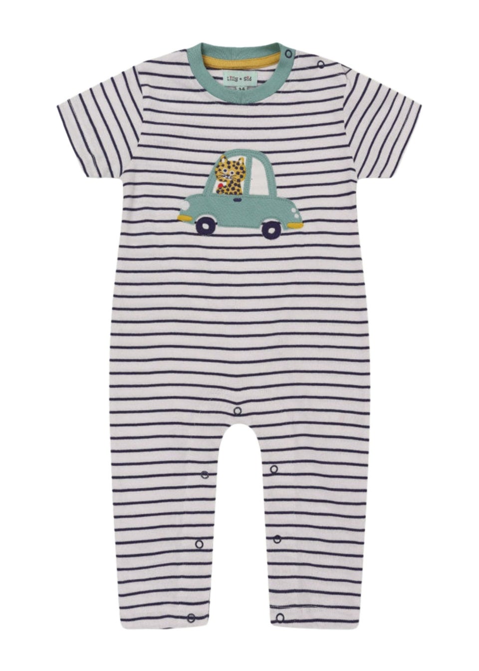Lilly & Sid Organic Cotton Multicoloured Car Applique Romper (0-12 Months)