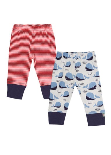 Lilly & Sid Multicoloured Whale & Stripe Print Leggings 2 pack (0- 24 Months)