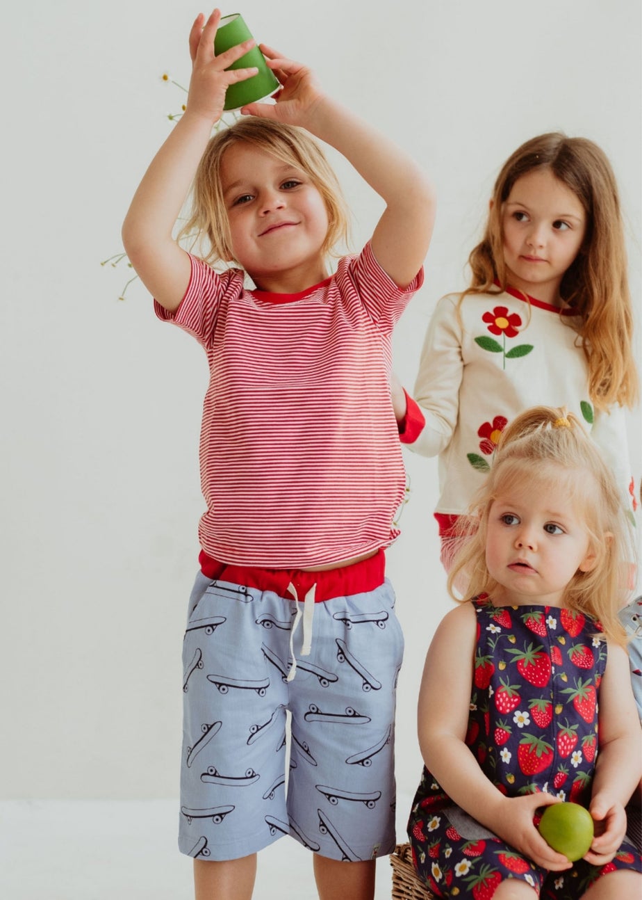 Lilly & Sid Organic Cotton Blue Skateboard Print Shorts (24 Months- 8 Years)