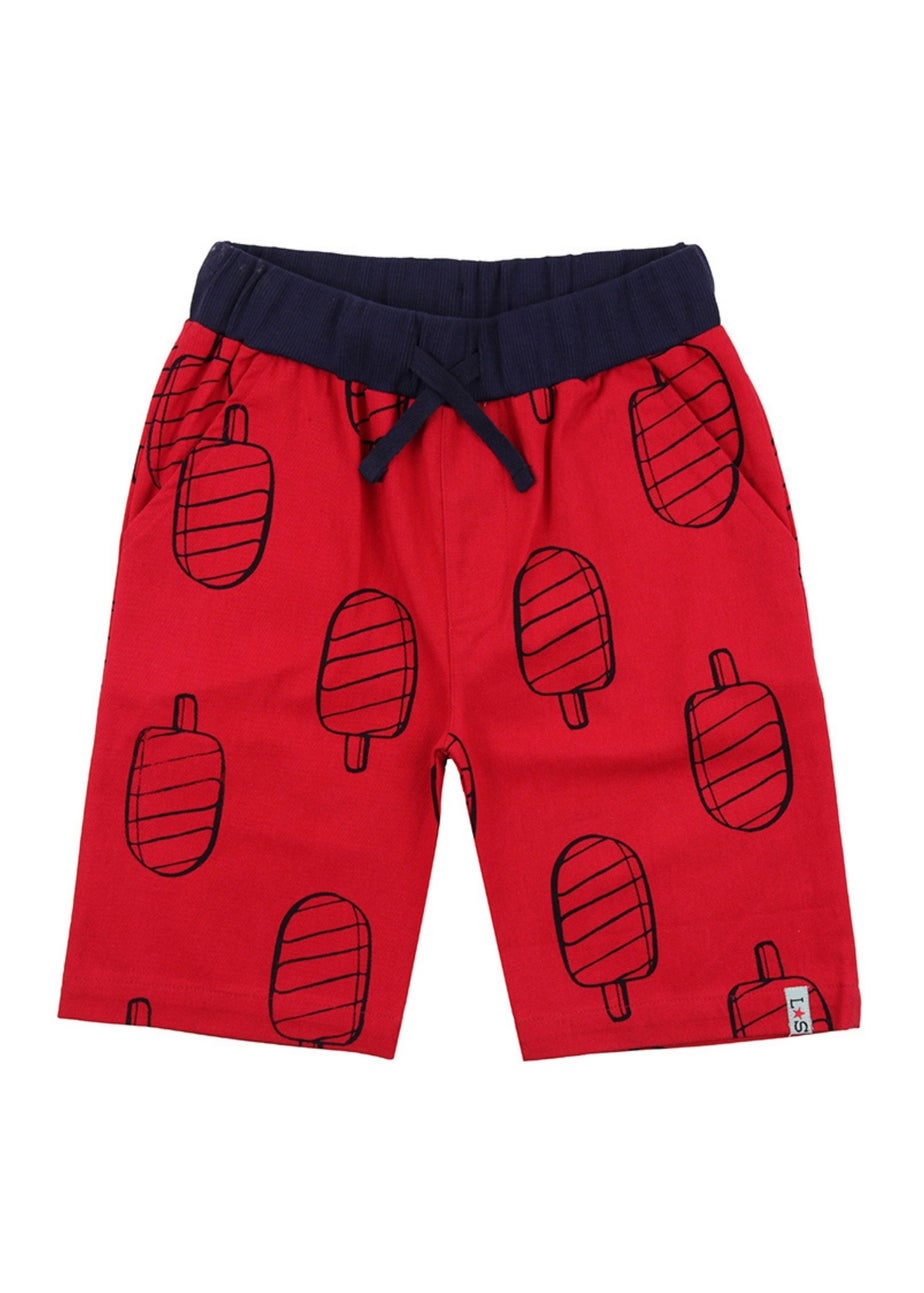 Lilly & Sid Organic Cotton Red Lollypop Print Shorts (24 Months- 8 Years)