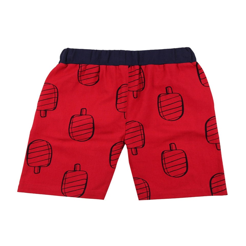 Lilly & Sid Organic Cotton Red Lollypop Print Shorts (24 Months- 8 Years)