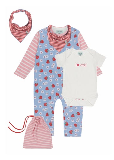Lilly & Sid Organic Cotton Multicoloured Strawberry Print Romper (0-12 Months)