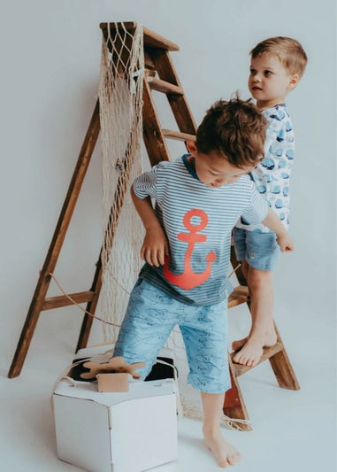 Lilly & Sid Organic Cotton Multicoloured Anchor Print T-Shirt (24 Months- 8 Years)