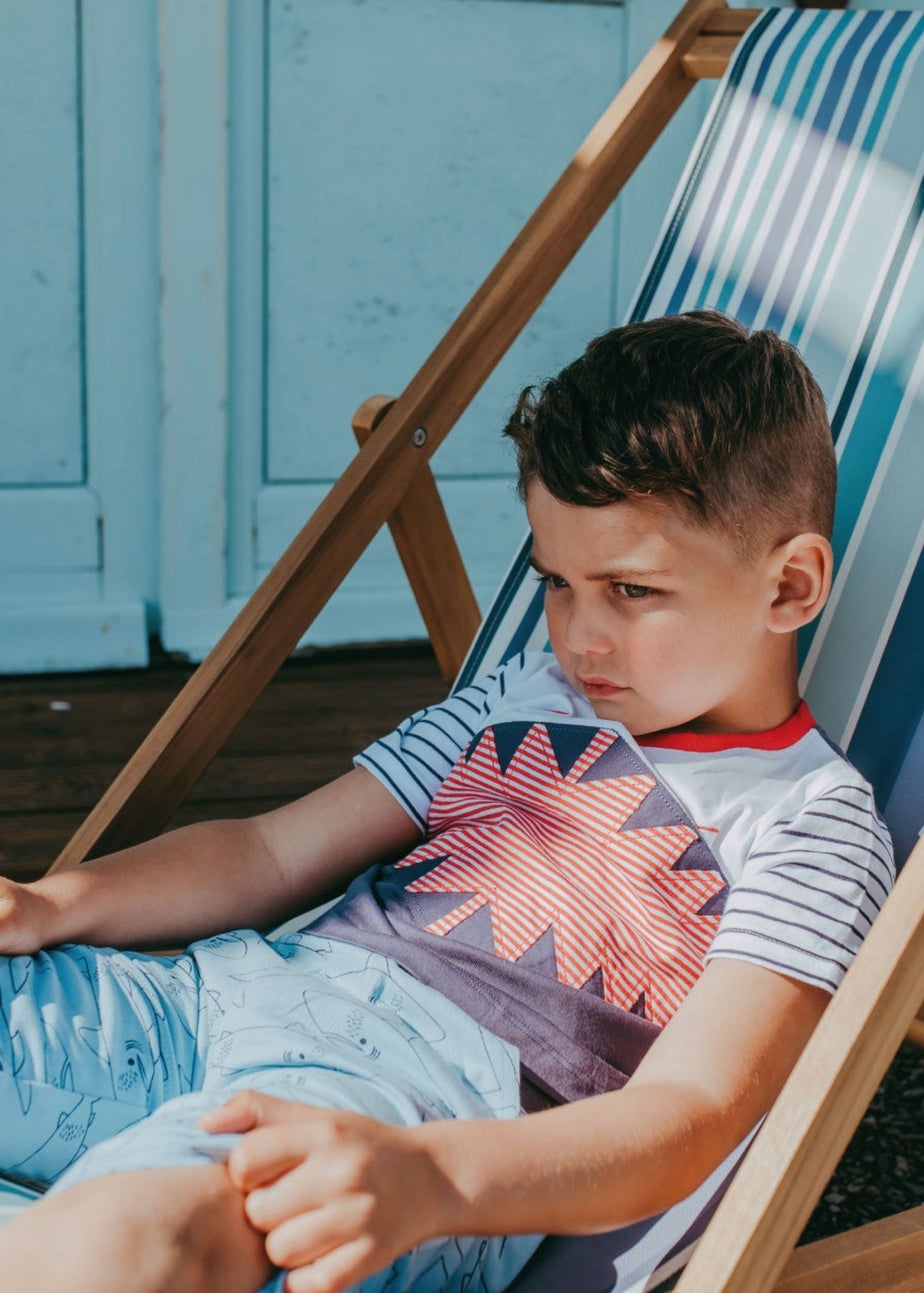 Lilly & Sid Organic Cotton Multicoloured Shark Applique T-Shirt (24 Months- 8 Years)