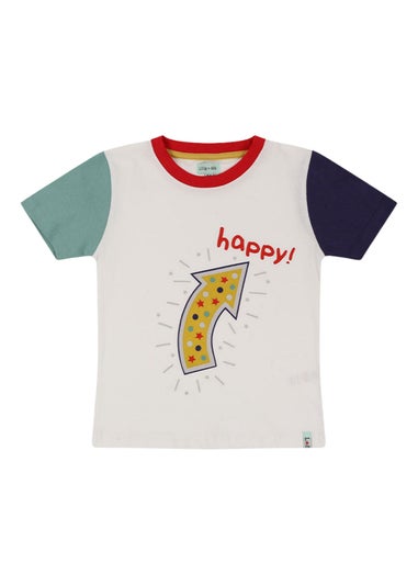 Lilly & Sid Organic Cotton Multicoloured Happy Slogan Print T-Shirt (24 Months- 8 Years)