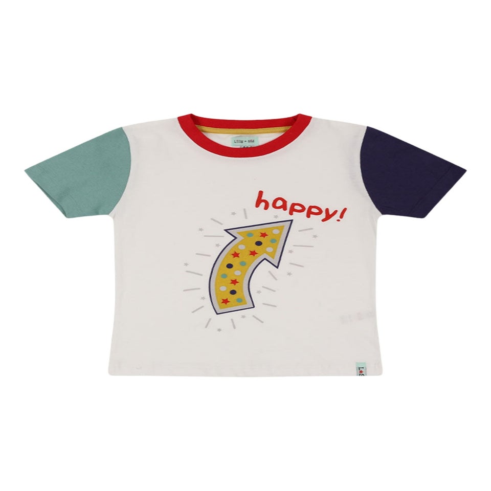 Lilly & Sid Organic Cotton Multicoloured Happy Slogan Print T-Shirt (24 Months- 8 Years)